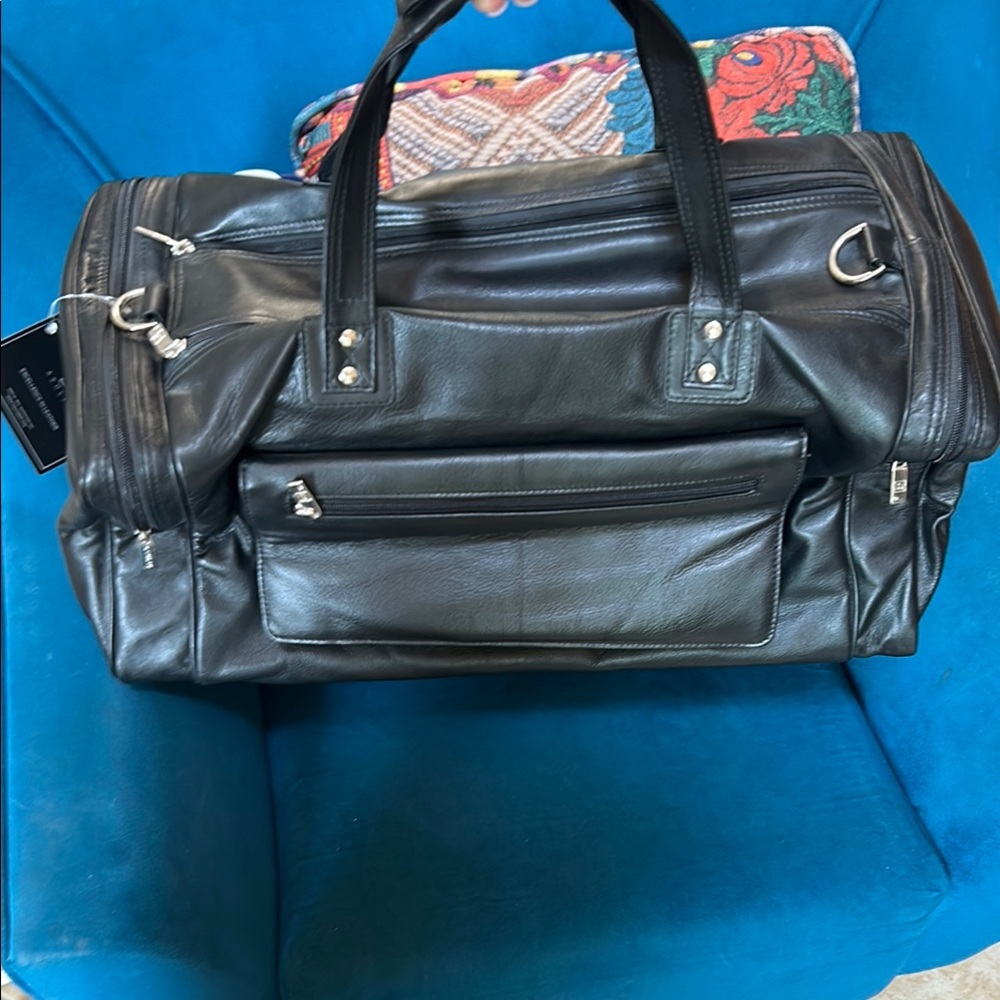 Ashlin Black Leather Duffel Bag “Connor”